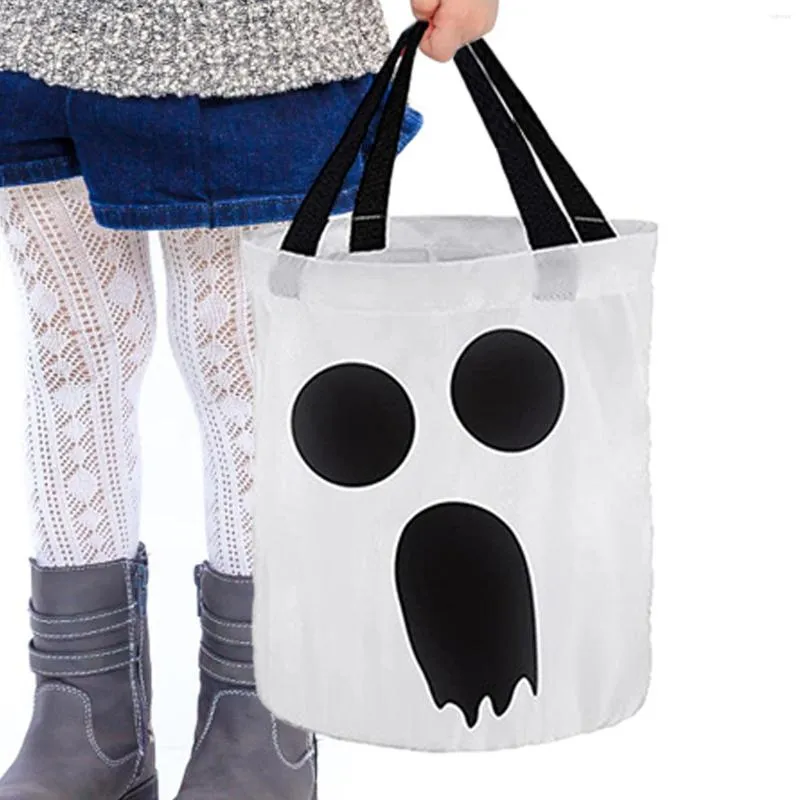 Gift Wrap Halloween Ghost Candy Bags LED Lighted Goodie Bucket Party Treat Bag For