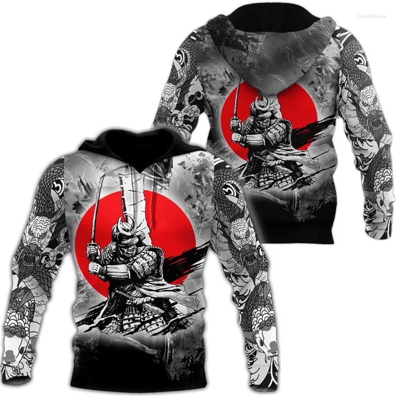 Sweats à capuche pour hommes Premium All Over Imprimé Samurai Fashion Survêtement Casual 3D Zip / Hoodies / Sweats / Veste Hip Hop Femmes Hommes Tops K-0161