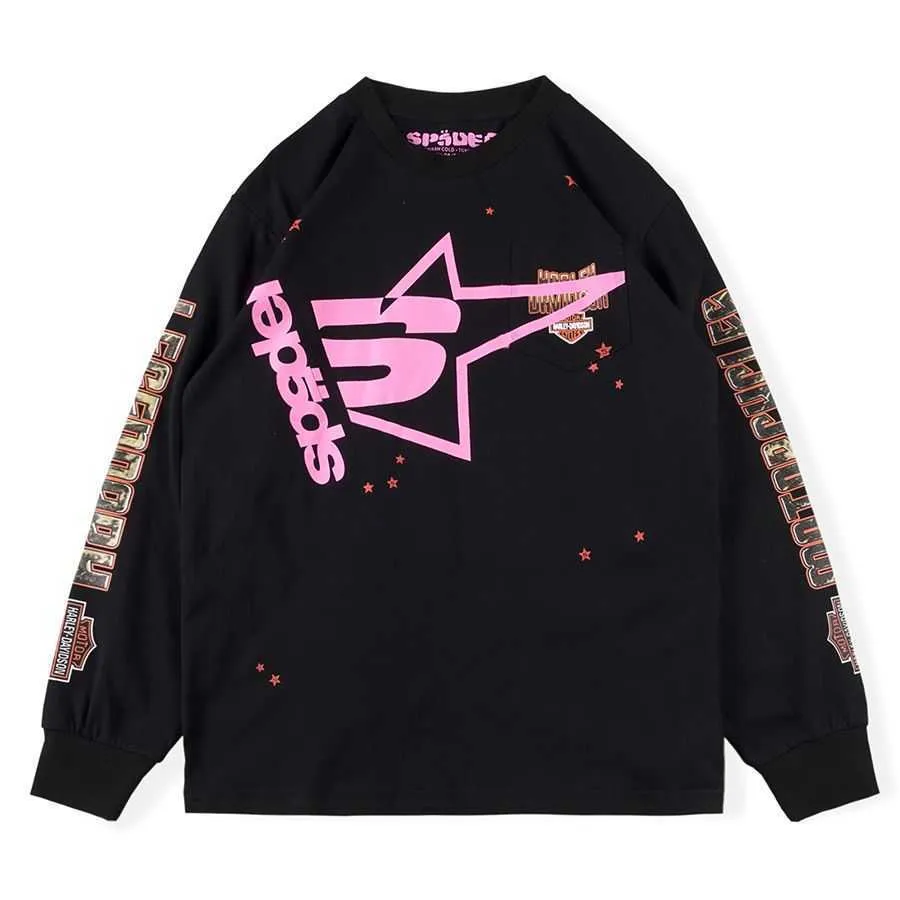 Designer Fashion Kanyes Sweat à capuche Trendy Young Thug Sp5der 555555 Rose Star Print T-shirts à manches longues pour les couples