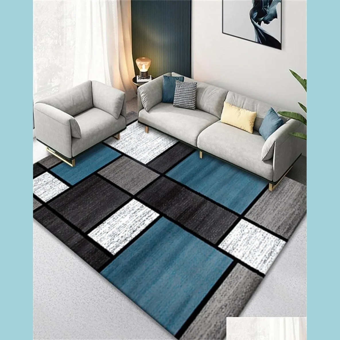 Lint Rug DHgate.com:Nordic Geometric Lint Table Lounge Door Rooms Nonslip Area ...