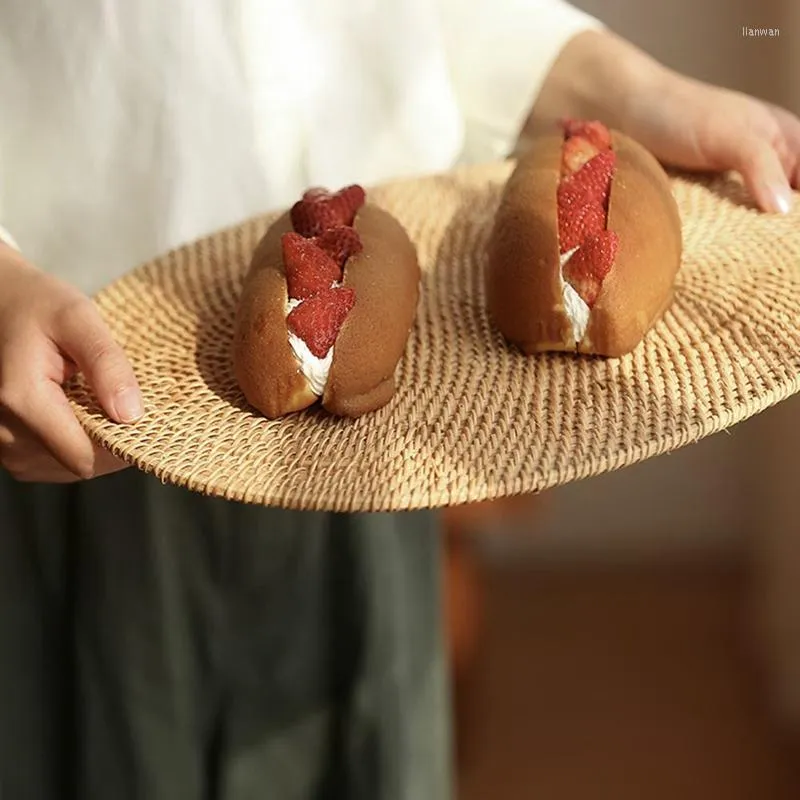 テーブルマットMLGB Rattan Woven Placemats Oval Round Non Slip耐熱性場所MAT NATURAL MULTIPURPOSE PLACEMAT 30x40cm