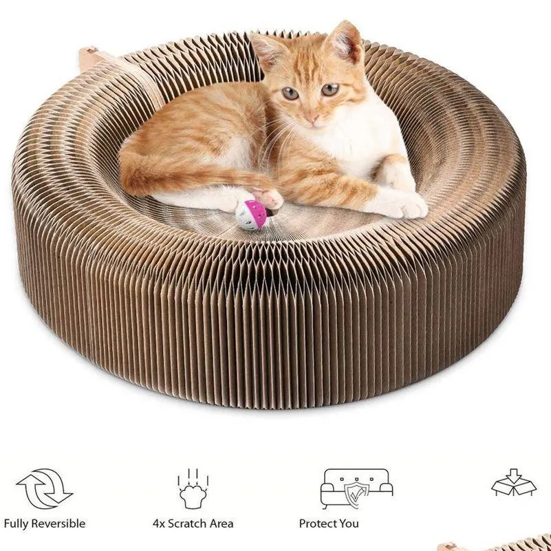 Arranhador de Móveis para Gatos Arranhador de Móveis para Animais de Estimação Lounge Bed Dobrável Dobrável Papel Corrugado Deform Scratch Boa Dhtqe