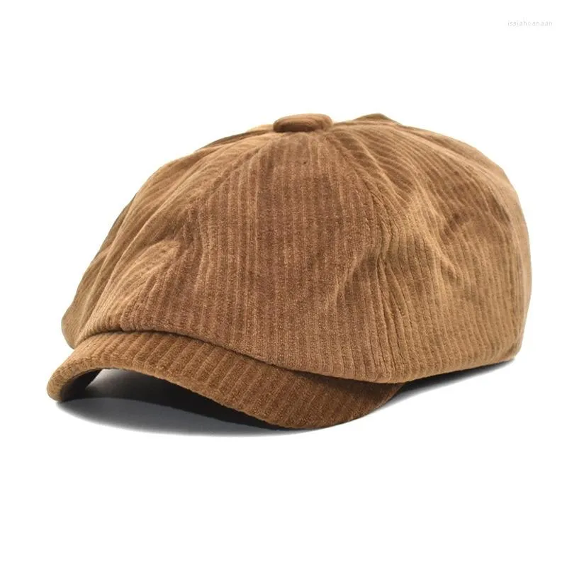 Berets Corduroy Kurze Krempe Einfarbig Outdoor Männer Schirmmütze Sonnenschutz Koreanische Version Unisex Sboy'S Baskenmütze