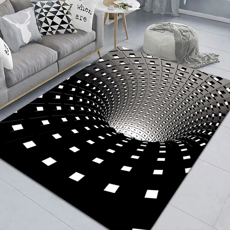 Carpets 3D trap vision carpet living room bathroom tea table mat geometric illusion floor mat