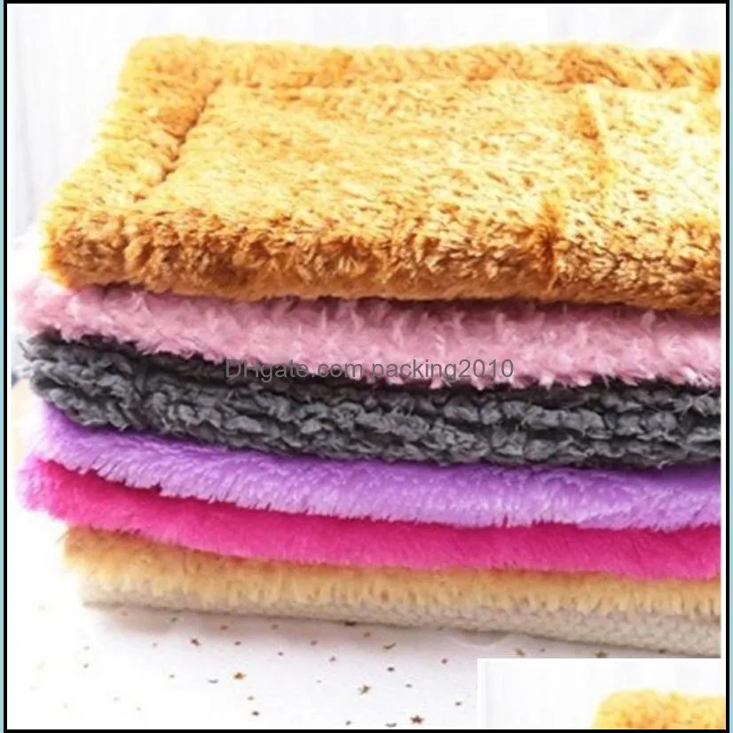 Kennels Pens Double Sided Pet Mat Thickenings Plush Cat Teddy Puppy Cushion Pets Supplies Softness Mti Color Kennels Check Pattern Dhkcr