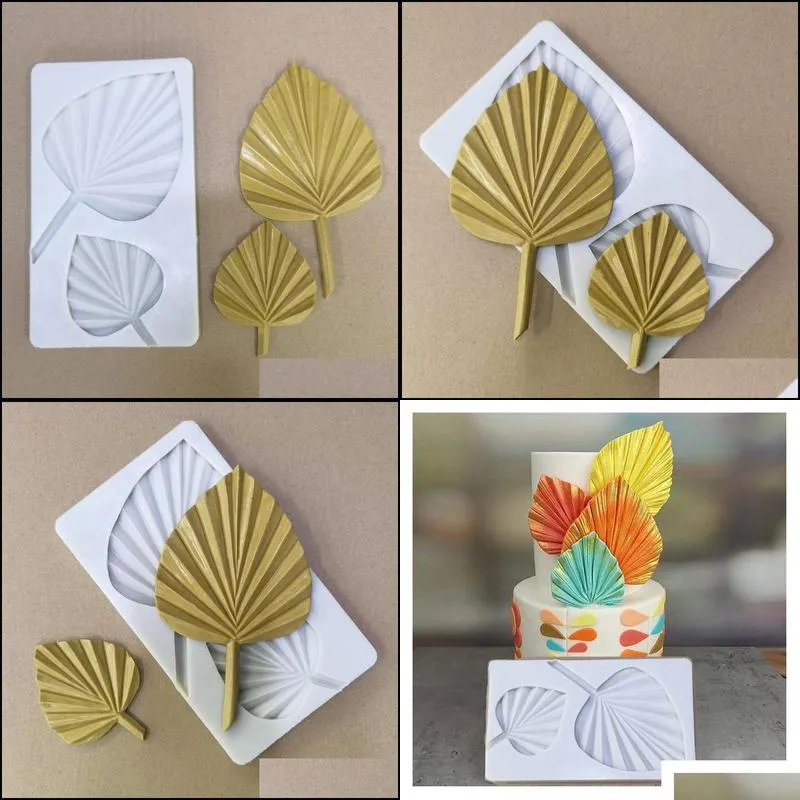 silicone mold fan leaf rose flower fondant cake chocolate super light clay soft pottery decoration 220601