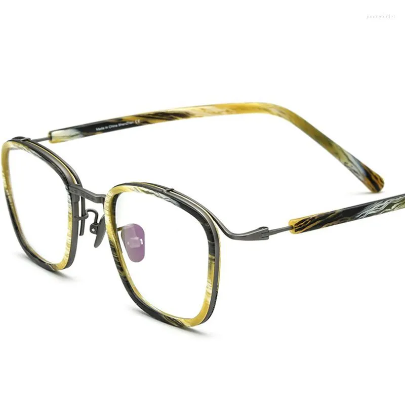 Óculos de sol Quadrões b Óculos de titânio moldura Man Brand retro vintage Square acetato óculos ópticos óculos Mulheres Prescrição Miopia Eyewear