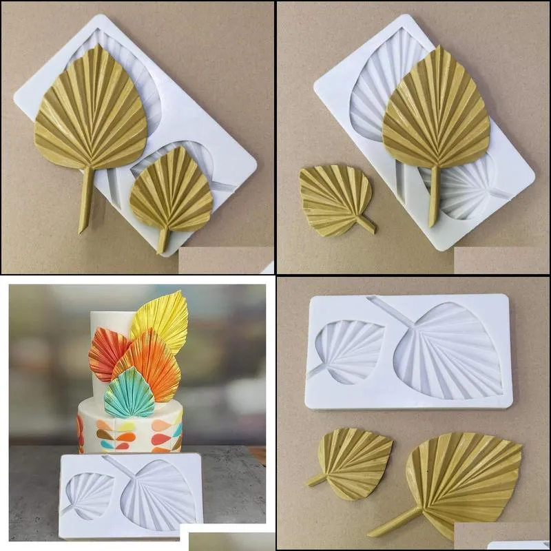 silicone mold fan leaf rose flower fondant cake chocolate super light clay soft pottery decoration 220601
