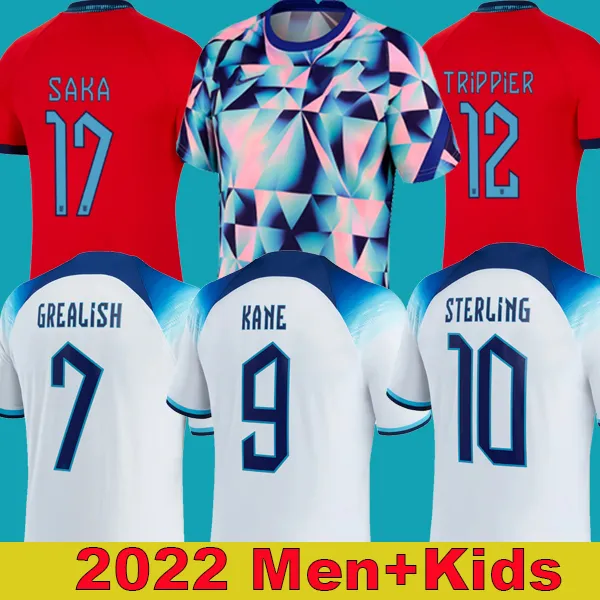 2022 Kane Grealish Sancho Soccer koszulki Englands Sterling Rashford Foden Chilwell Saka koszulki 22 23 23 Mężczyzn Zestawy dla dzieci mundure kobiety