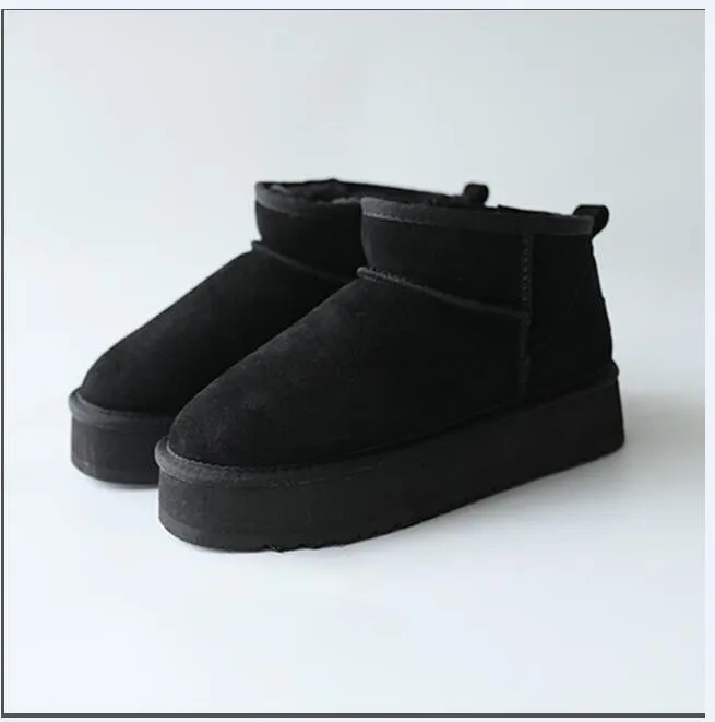 Australien mini plattform stövlar designer kvinna tjock botten ankel varm päls snö boot australisk fluffig fuzz mule tazzs tofflor youloi