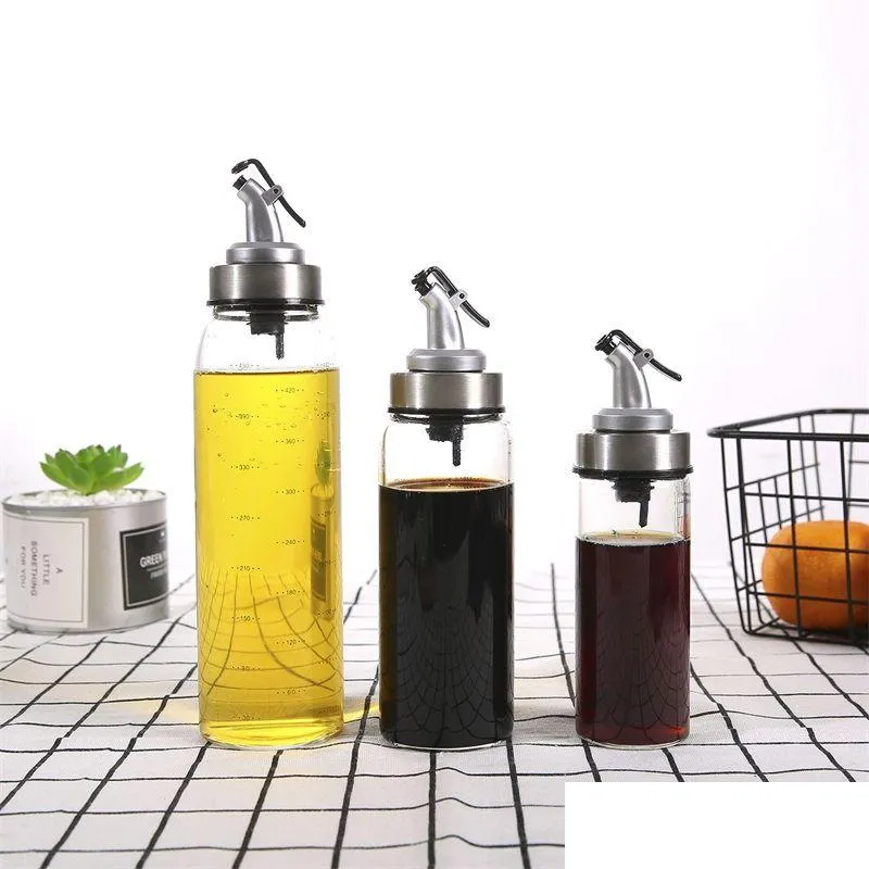 Storage Bottles Jars Oil Bottle Seasoning Cooking Glass Storage Bottles Vinegar Creative Kitchen Accessory Soy Sauce Pot Convenien Dhowy