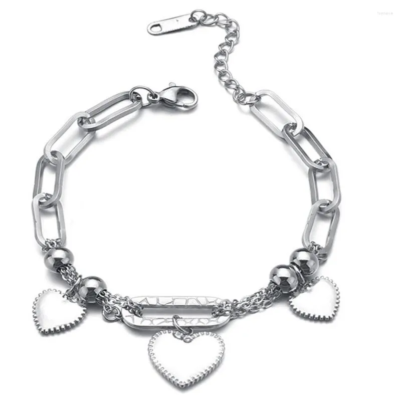 Lien Bracelets En Acier Inoxydable 316L Épissage Chaîne Corrosion Pièce Trois Coeur De Pêche Bracelet Amour Pulseira Casal