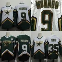 Hockey Hockey Mens Dallas Stars 9 Mike Modano 35 MARTY TURCO 1999 2005 2003 Jerseys Vintage Embroidery Cheap Stiched Hockey Jersey Green Whi