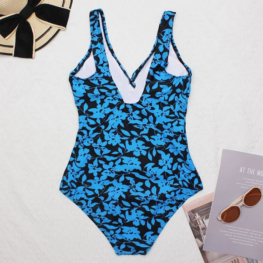 Flygo Women's Deep V Neck Monokini - Halter Backless One Piece Swimsuit With High Waist