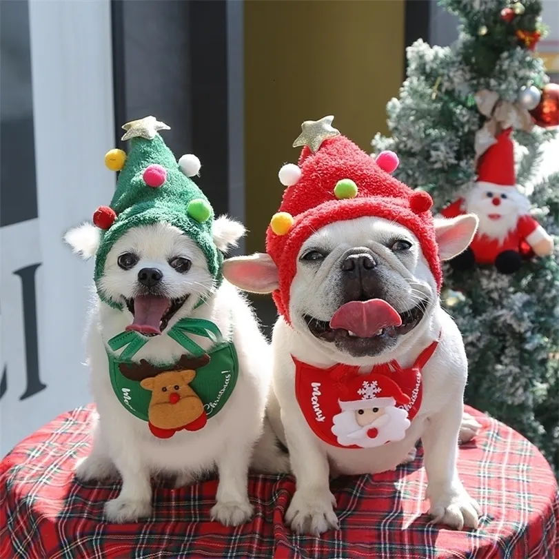 Köpek Giyim Komik Noel Şapkası Evcil Hayvanlar Santa Önlükleri Yıl Partisi Cosplay Kostüm Köpek Kapağı Sevimli Kediler Bandana Giyim Aksesuarları Hediye 221114