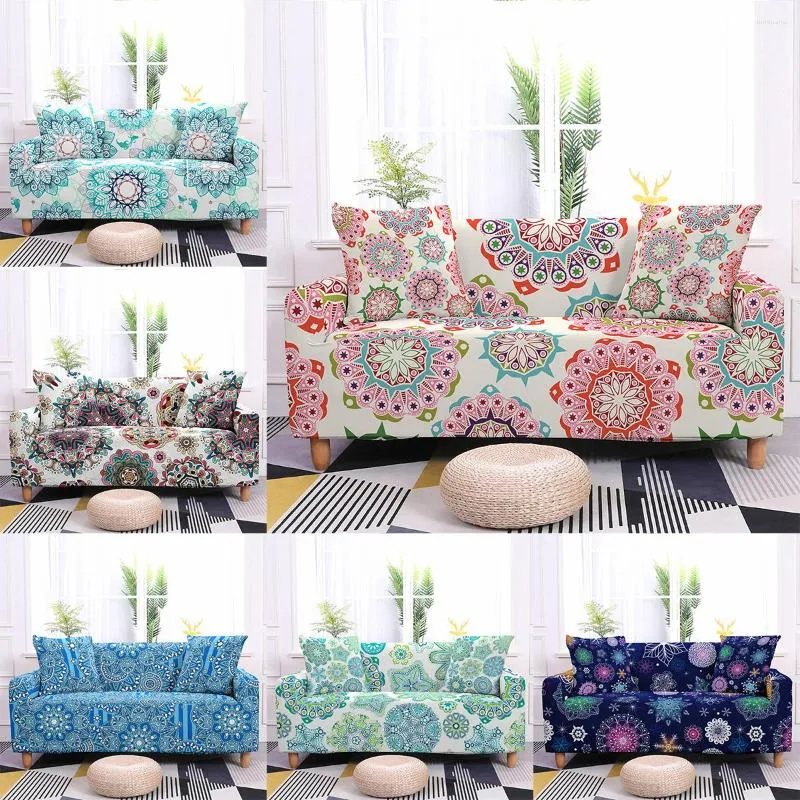 Camas de cadeira Bohemian Mandala Sofá Capa de capa de estiramento para sala de estar Elastic Elastic Couch Home Decor Fundas 1/2/3/4 do assento