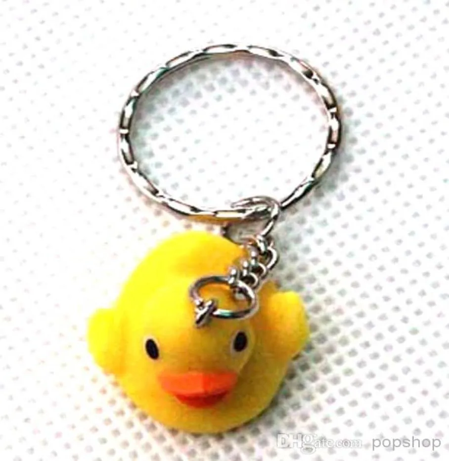 Whole 3D Yellow Rubber Duck Key Chains Metal Key Ring Party Gifts New