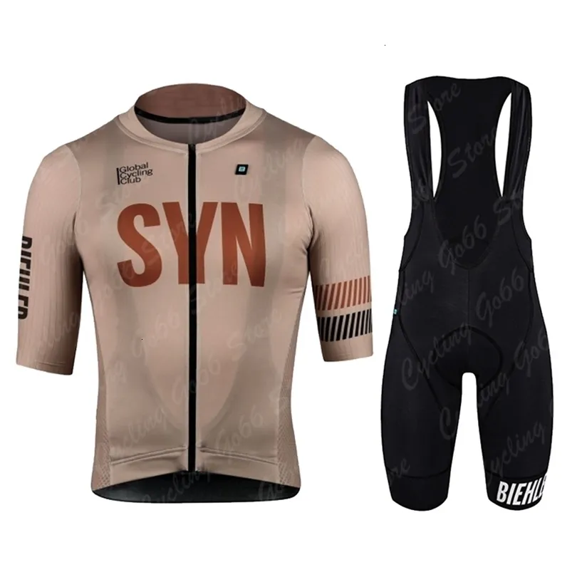 Cycling Jersey Sets BIEHLER Short Sleeve SYN Summer Clothing set Bike uniform Riding Sportwear Bib Pants MTB Maillot roupa Ciclismo 221114