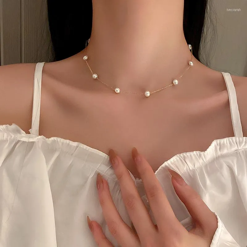 Ketten 14k Gold Süßwasserperlen Choker Halskette für Frauen Einfache natürliche Perle 2022 Trend Mode Eleganter Schmuck