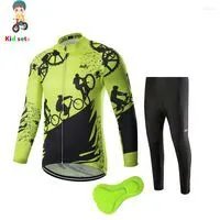 Racing Sets Kids Long Sleeved Cycling Jersey Baby Boys And Girls Winter Thermal Feece Warmer Breathable Bike Clothing Spring