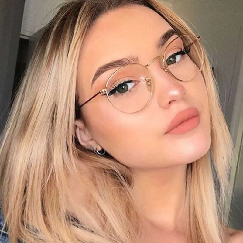 Lunettes de soleil Cadres lunettes rondes cadre femmes 2019 Rétro vintage ovale monture de lunettes Transparent optique femelle cadre lunettes Clear Lens Femmes T2201114