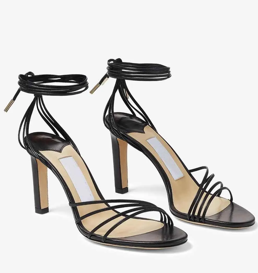 Luxury Brand Designer Antia Nappa Leather Sandals Women's Adjustable Ankle Strap High Heels Party Wedding Dress Gladiator