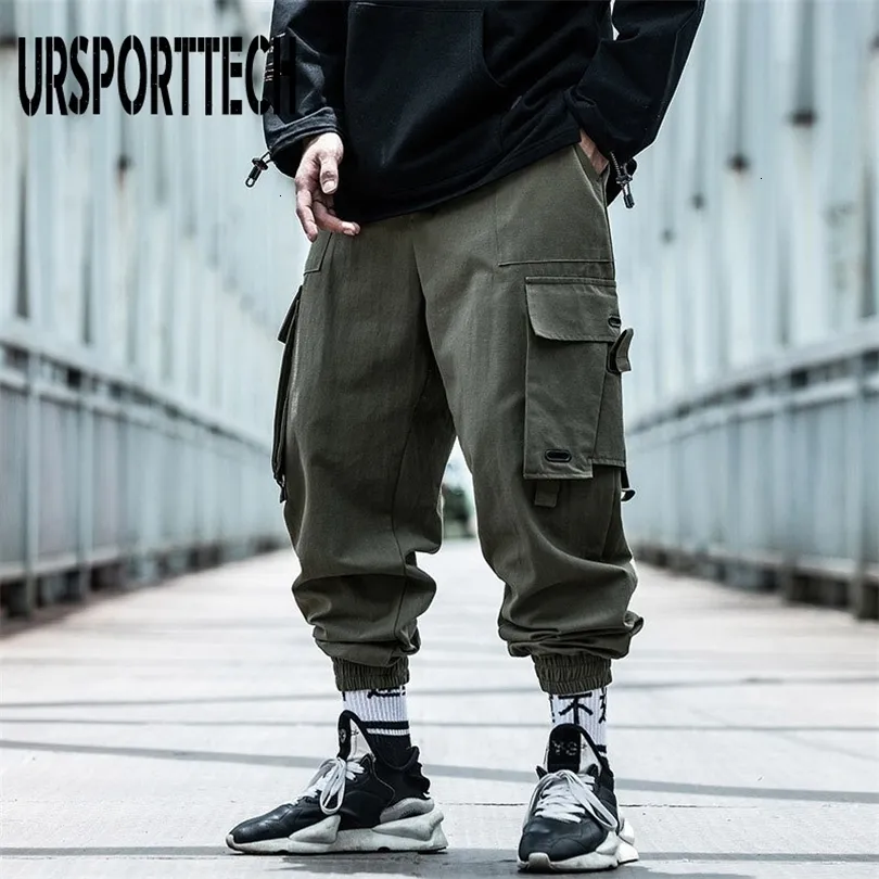 Calças masculinas carga homens hip hop harem pant streetwear harajuku track jogger sweatpant algodão techwear calças masculino 221115