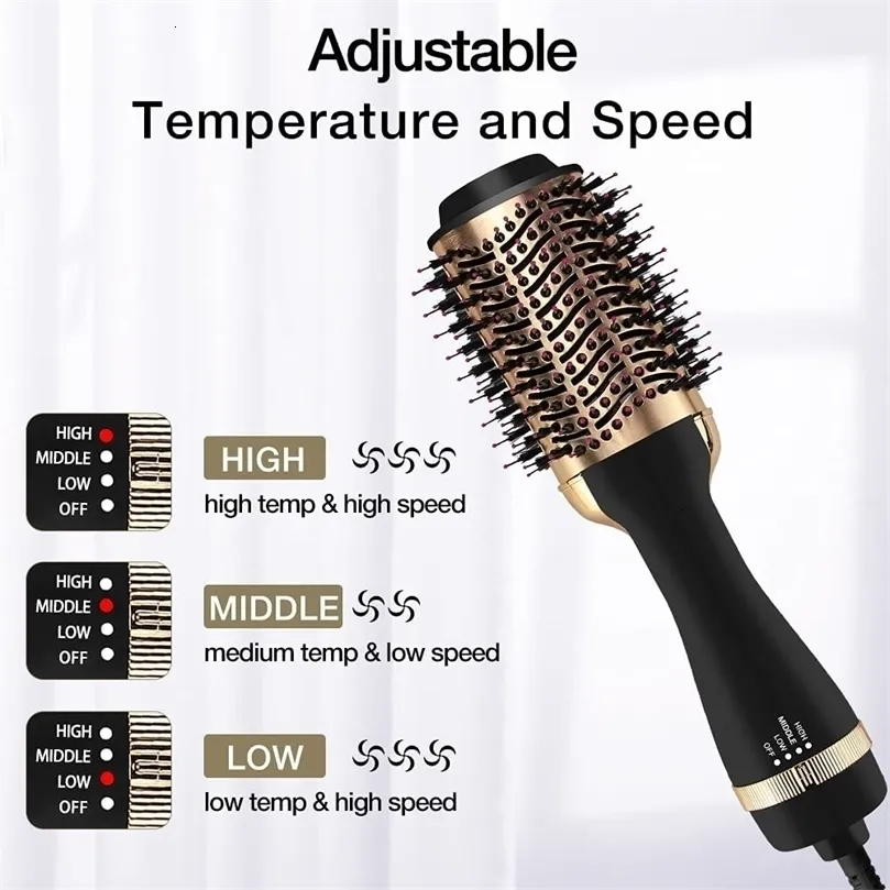 Curling Irons 3 In 1 Adjustable Air Comb Wet And Dry Hair Dryer Electric Straight Curly Styling Tool Smoothing Brush 221115