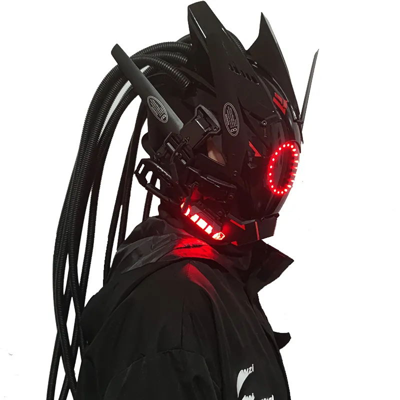 Masques de fête Pipe dreadlocks Cyberpunk Cosplay Shinobi Forces spéciales Samurai Triangle Project El avec lumière LED 221110