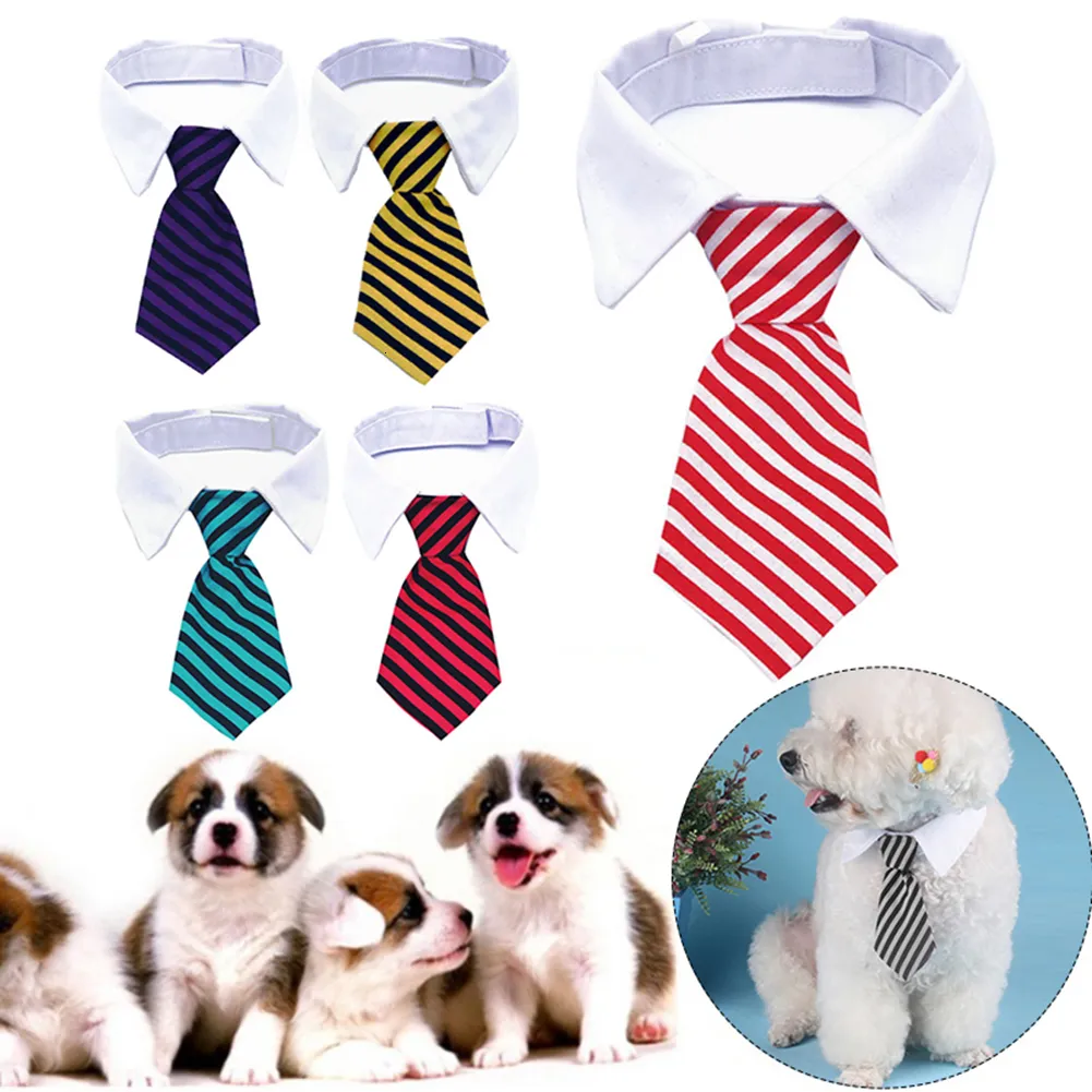 犬のアパレル9色のグリッド用のネクタイが印刷されたペットアクセサリー猫P Oプロップ