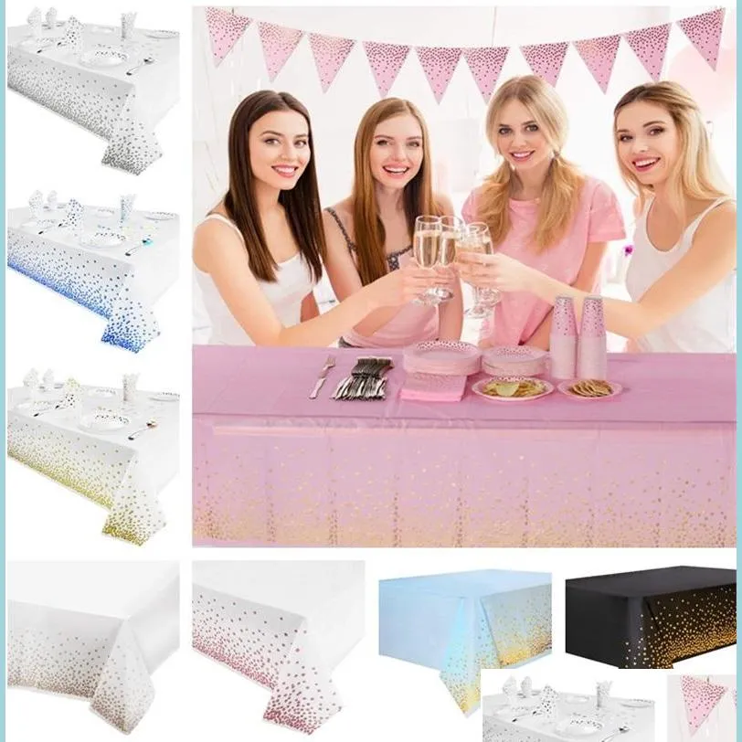 Tovaglia Tovaglia usa e getta 11 colori Tovaglia per feste Dot Rectangar Plastica Er per laurea Compleanno e cocktail Drop Del Dhhoa