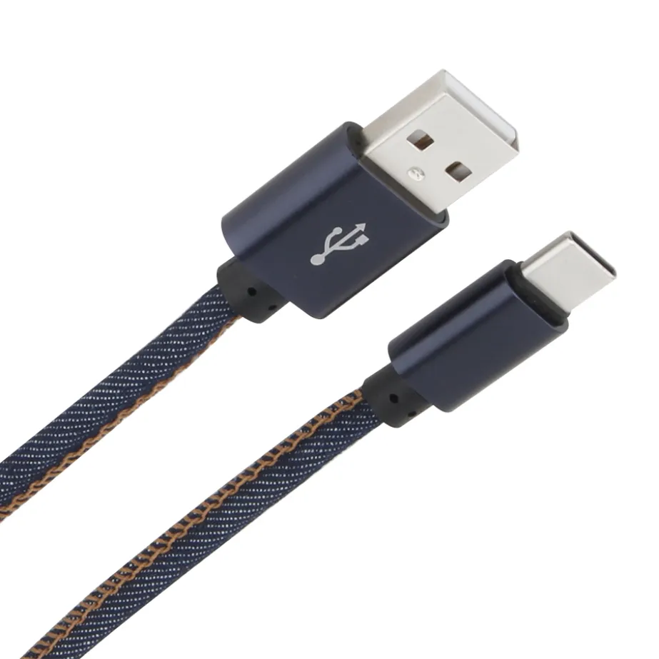 Cavo micro USB Denim 1M Tipo C Cavo dati di ricarica rapida per Xiaomi HTC Samsung Huawei Android Phone Wire