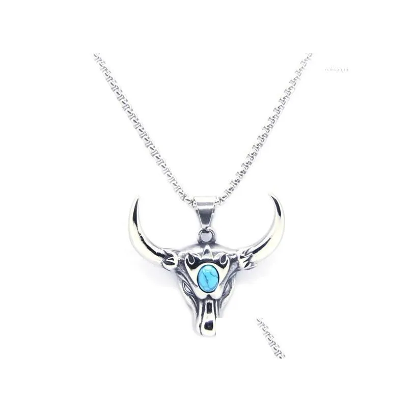 Pendanthalsband Pendanthalsband Design BL Head 316 Rostfritt stål Fashion Cool Lady Man Horn Skl Necklace Drop Delivery Jewel Dhfie