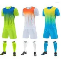 Running Sets Adult Kids Soccer Clothing Jersey Boys Girls Football Uniforms Kits Children`s Training Suit Competition