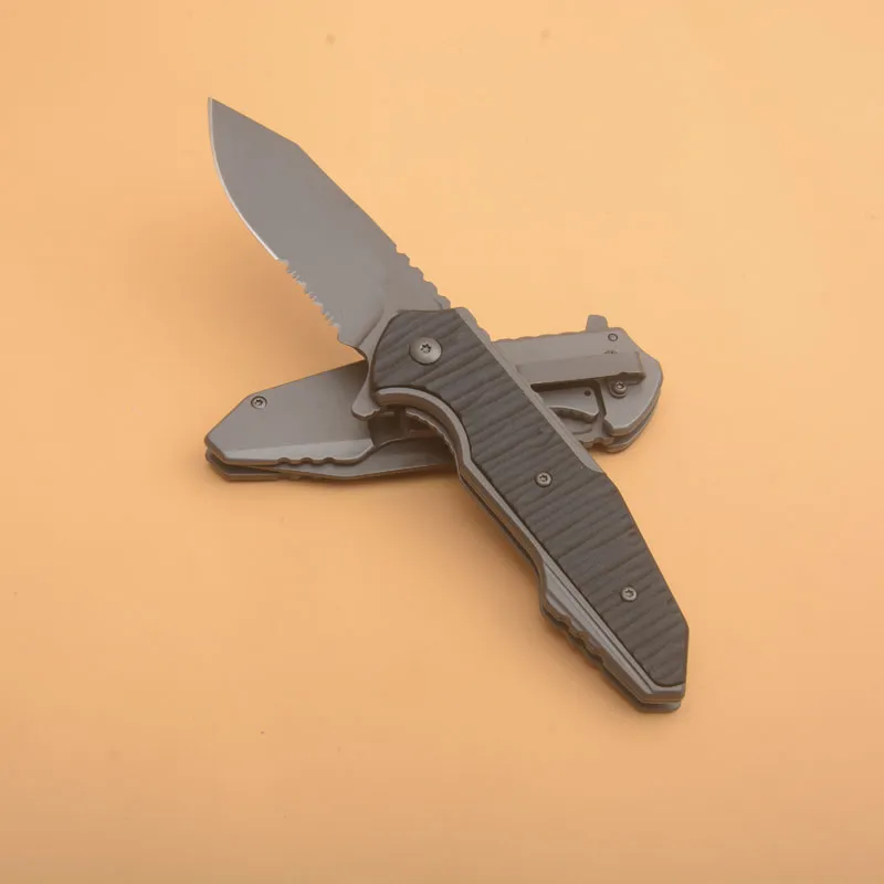 NOUVEAU KS 1343 Couteau pliant des flipper assisté 8CR13mov Grey Titane enduit à moitié lame G10 avec poignée en acier Couteaux de dossier ouvert rapide