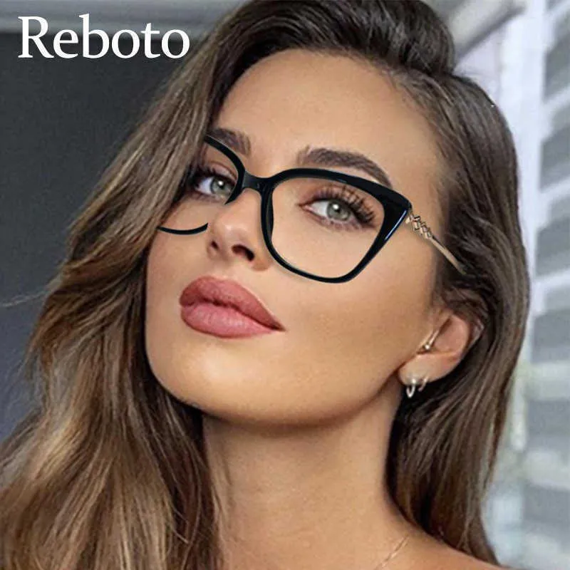 Sunglasses Frames 2021 Fashion Blu Ray Glasses Frame Women Vintage Optical Transparent Eyewear Female High Quality Clear Lens Spectacles T2201114