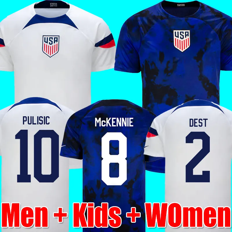 3xl 4xl Pulisic Dest McKennie Soccer Jerseys World Cup 2022 Aaronson Musah Usas Morgan Lloyd America voetbalshirt Verenigde Staten Letget Men Women Kids Sets Kits