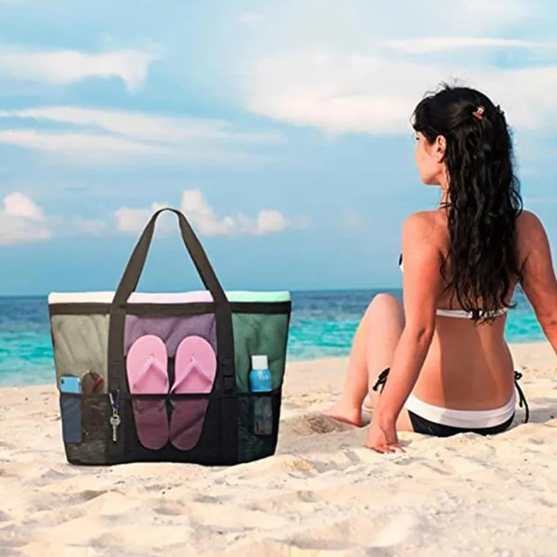Depolama Çantaları Plaj Çantası El Çantası Büyük Boy Sandbeach ToTe Havlu Flip-Flop Piyasası Giden İçin Bakkal Piknik