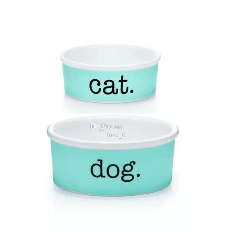 Porcelain Cat Dog Bowls Luxury Designer Bone China Ceramic Pets Supplies Dog Bowl TFBLUEDOGCATS325L