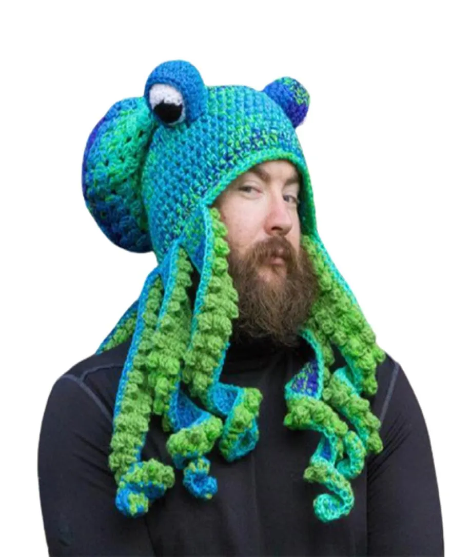 Ear Muffs Squid Octopus Hat Autumn and Winter Products Creative Hiphop Funny Handmade Knitted Woolen Hats for Men Women1766272