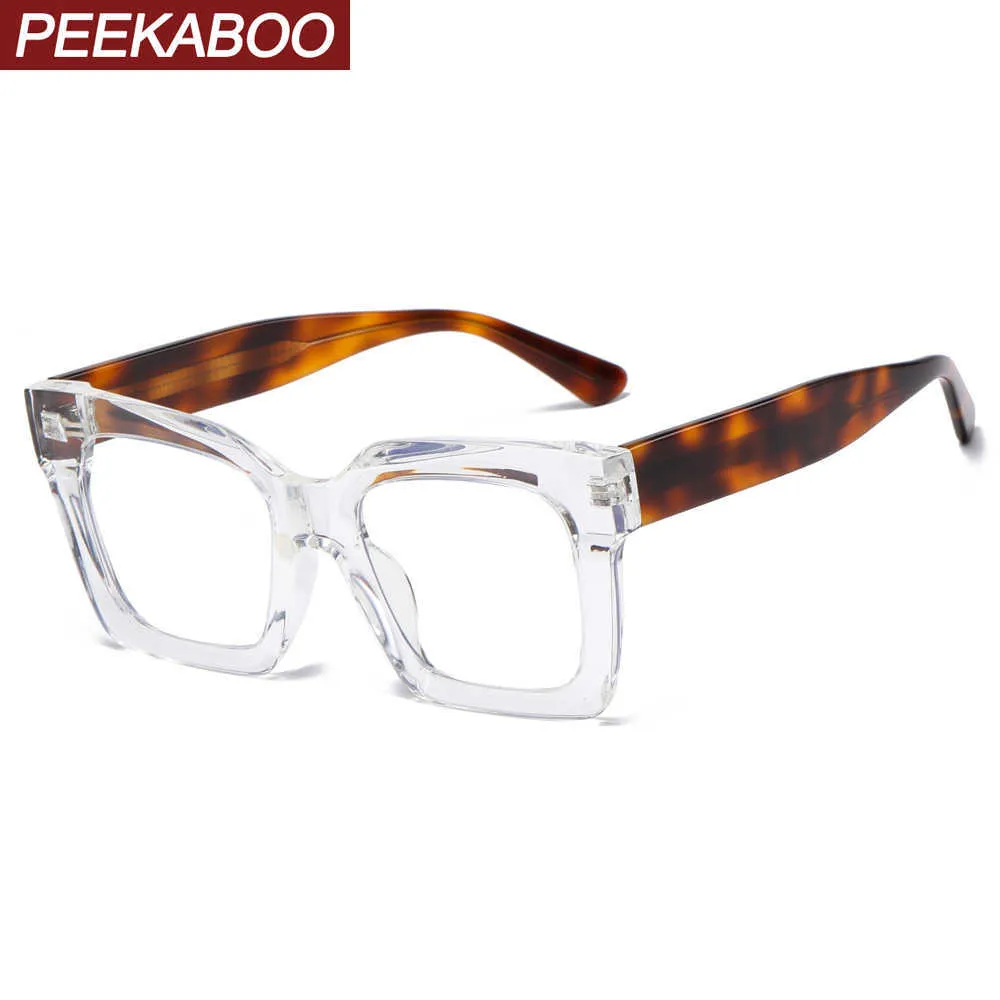 Montature per occhiali da sole Peekaboo spesse montature per occhiali grandi per donna moda lenti trasparenti TR90 occhiali quadrati per uomo anti luce blu acetato trasparente T2201114
