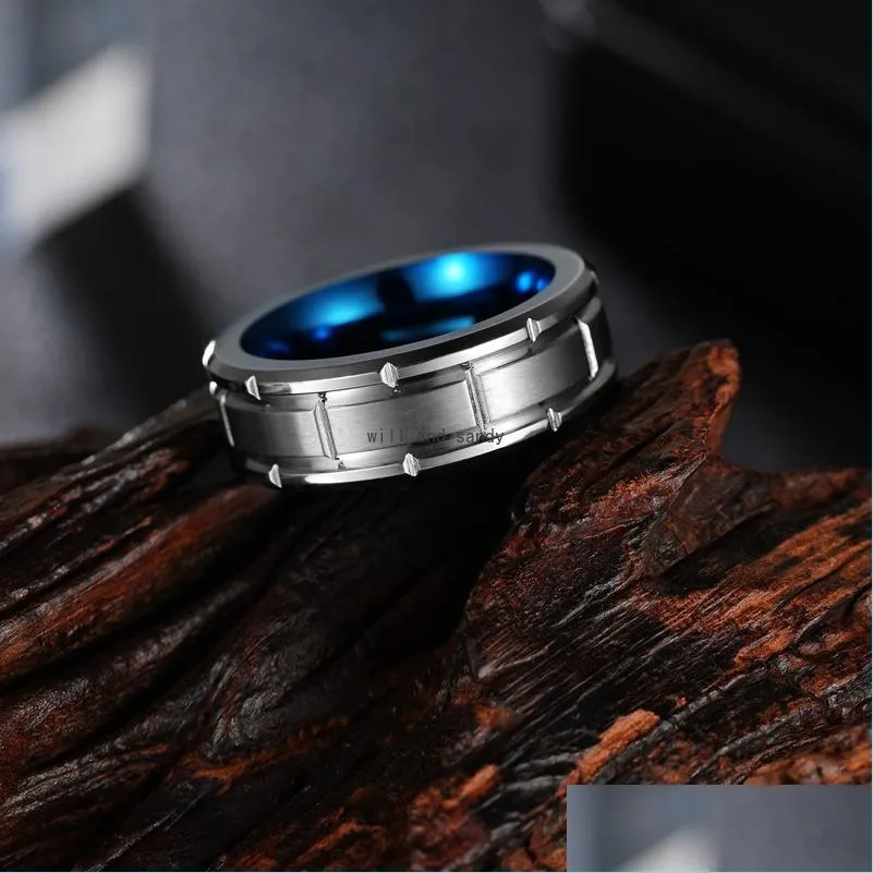 Полосовые кольца 8 мм квадратная вырезанная вольфрамовая стальная кольцевая полоса