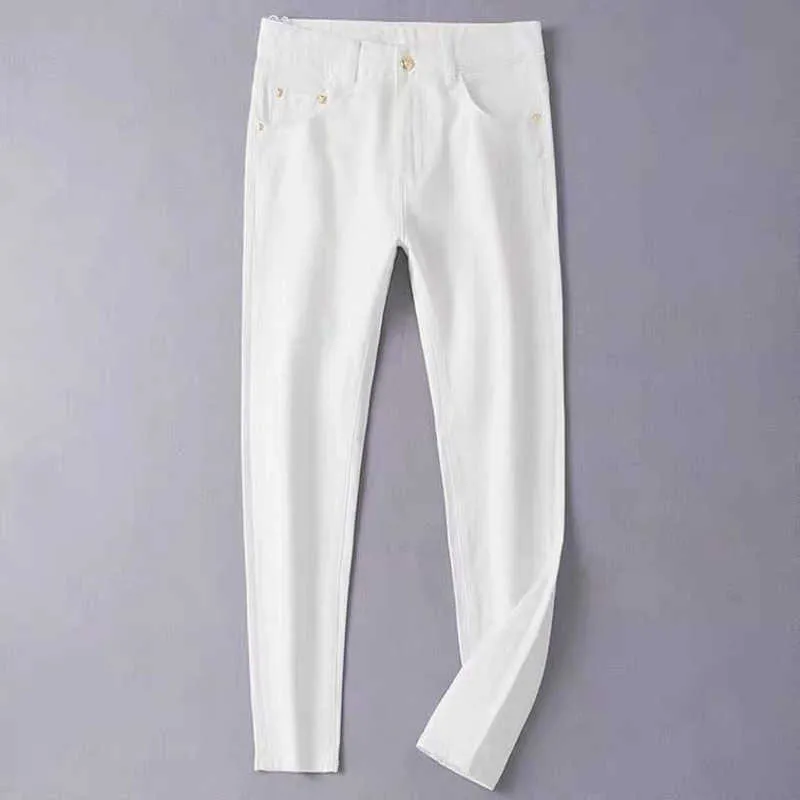 メンズジーンズデザイナー秋の冬メンズパンツ肥厚刺繍白いデニムズボン弾性スリムフィートトレンディなブリッチ8i5h
