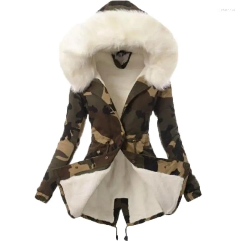 Женские траншеи, теплые 2022 зимняя зимняя шерсть с капюшоном женская куртка толстая парка, женская верхняя одежда