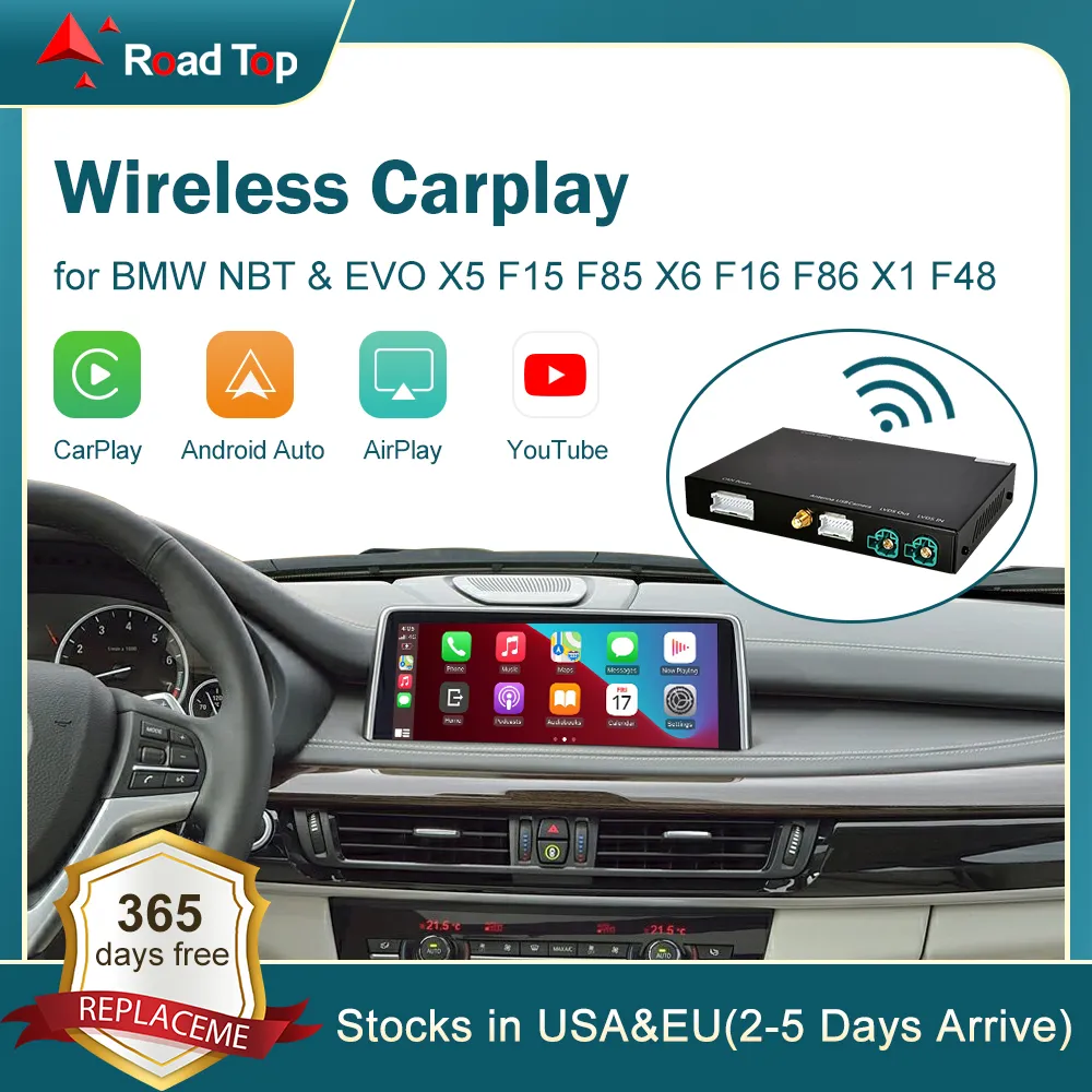 Wireless CarPlay för BMW NBT EVO X5 F15 F85 X6 F16 F86 2014-2020 X1 F48 2016-2020 med Android Mirror Link Airplay Car Play Function