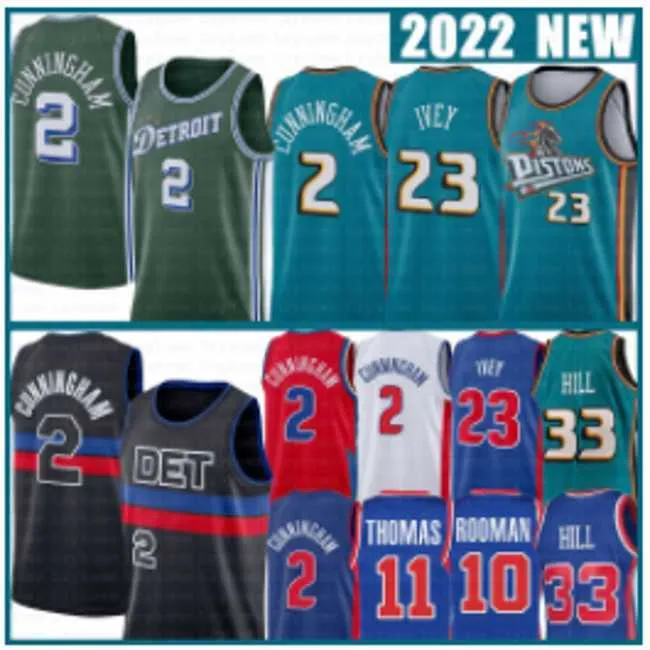 2 Cade Cunningham 23 Jaden Ivey Basketball Jerseys Isiah Thomas