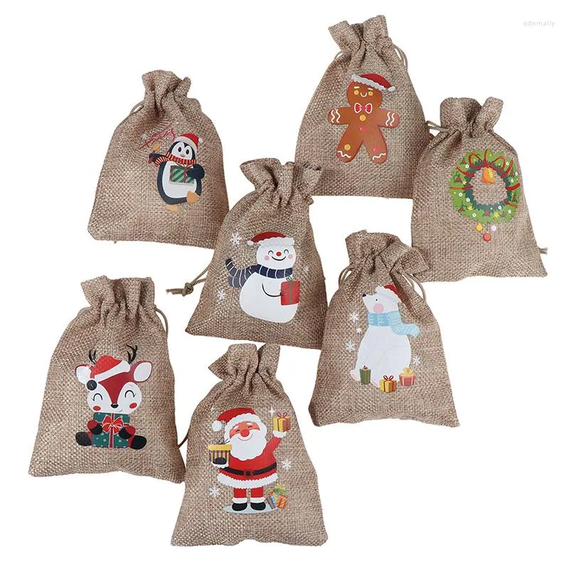 Brocada de presente 5pcs/lote bolsa de biscoito de natal traço de pulsação requintada bolsas de embalagem de joias