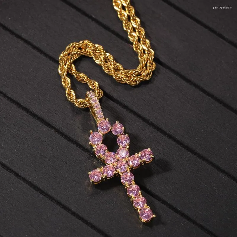 قلادات قلادة Anka Anha Cross Brass Bendantnecklace Mirco Pave Prong Prong for Men Hip Hop Jewelry BP005