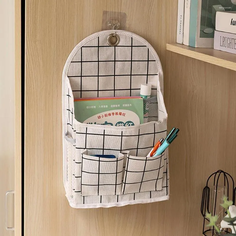 Storage Boxes Portable Modern Stationary Sundries Hanging Bag Cotton Flax Wall Mounted For Dormitory