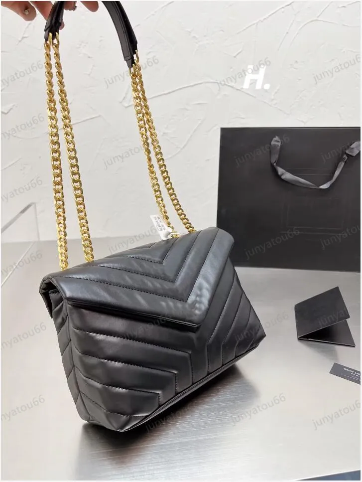 Bolsa de ganga de designer de alta qualidade Loulou Bolsa de ombro de grande capacidade para mulheres bolsas de crossbodys em forma de V Lady de couro genu￭no com caixa
